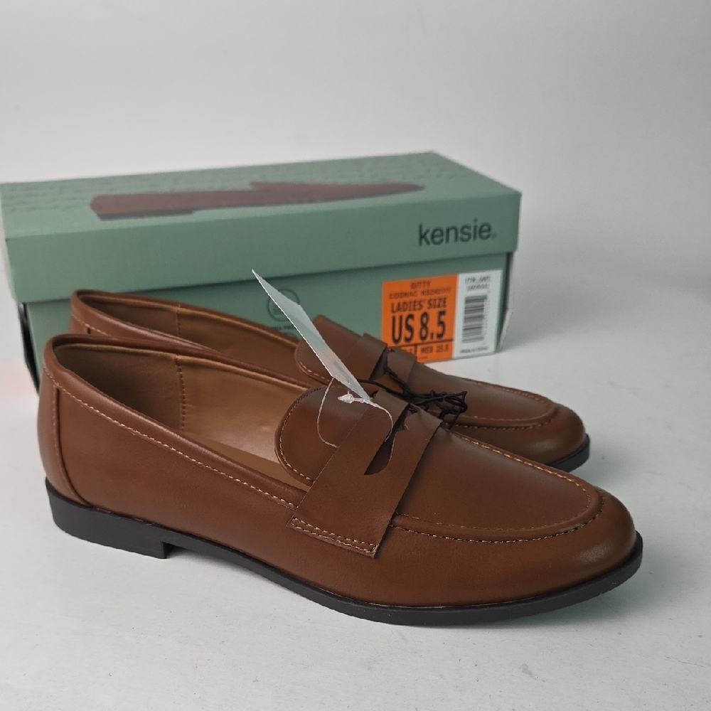 Kensie Women's Loafers Size 8.5 EU 38.5 Brown Tan‎ Fax Leather Slip On Shoes
